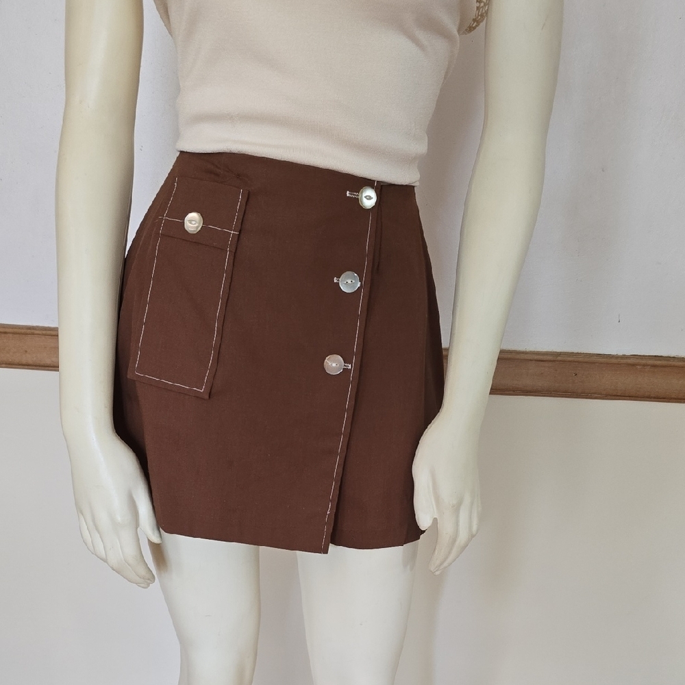70s Vintage Button-Front Mini Skort Culotte Size Small - Picture 1 of 7